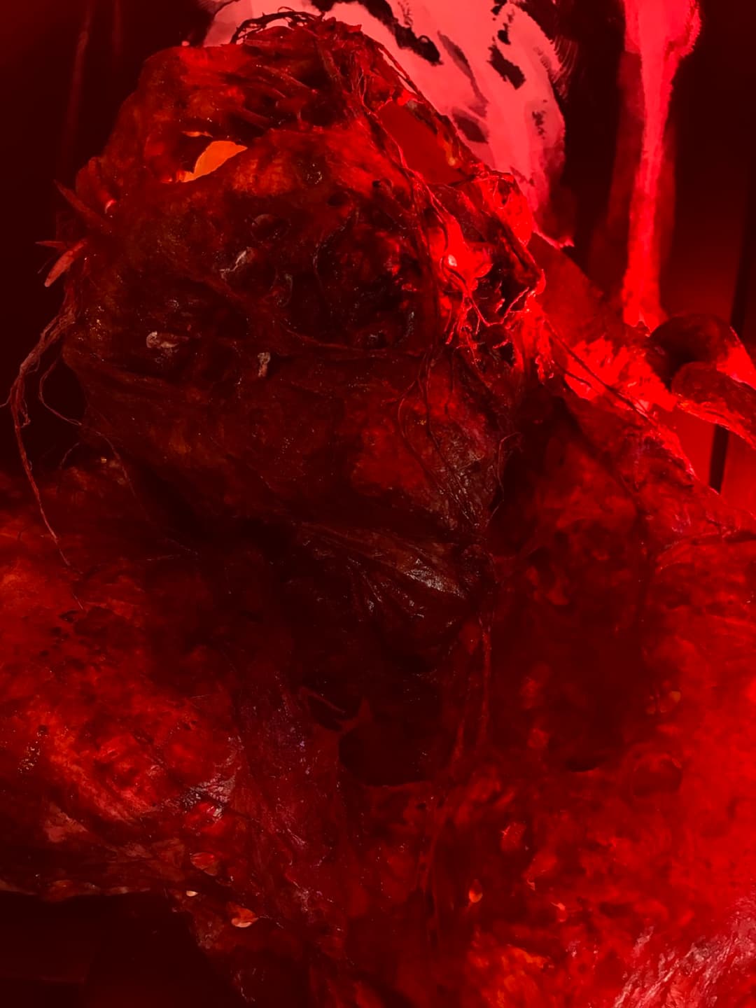 A mask and special effects piece made at Tomb Gallery