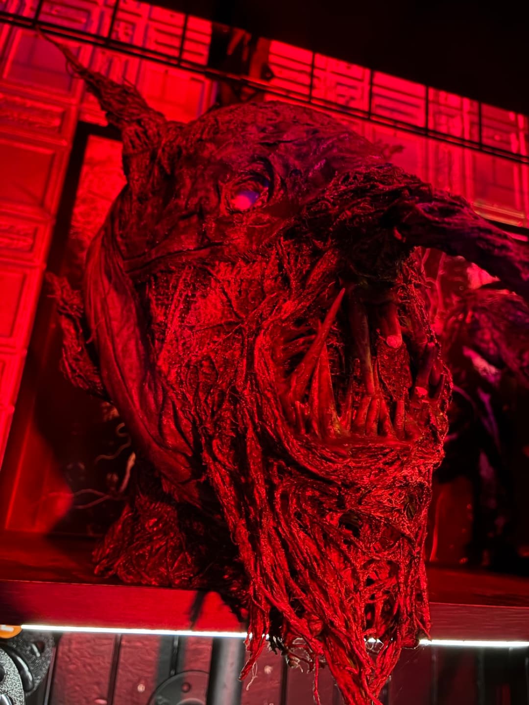 A mask and special effects piece made at Tomb Gallery