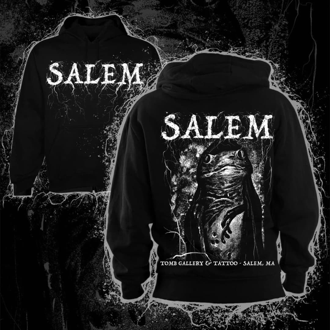 Salem Frog Pullover, an original Tomb Gallery design